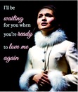 Quote from "I'll be waiting" by Adele
Picture of Phillipa Soo, probably singing
<a href="https://www.youtube.com/watch?v=m7g8et_bW30&list=PLUSRfoOcUe4YmlWZzPlDGA9FWsv1OMOON&index=6"> No One Else</a>