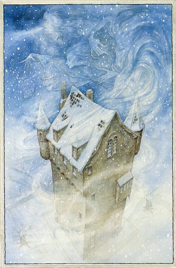 The Snow, Frost, Hail, and North Wind dancing around the Giant's castle