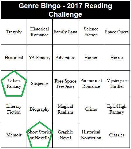 Bingo chart for 2017 Genre Bingo reading challenge