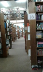 Campus bookstore, down the rows