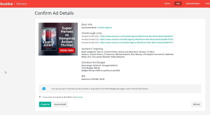 Bookbub Advert Feb 2019