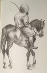 Das Pferd Leinwandmesser und Nestor. 

Zeichnung von Michael Mathias Prechtl aus dem Erzählband von Tolstoi