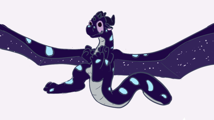 Sorry if this is really terrible, I haven't drawn dragons in a while. This is Abyss, the sea-Nightwing, and she's a derpy dragon. i think she might be my new me-but-a-dragon, so i'll use my irl personality to rp her. and my irl personality is way different from my online one, so just, be prepared.
