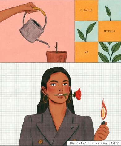 a page from feelings with the text: i build myself up and carve out my own space