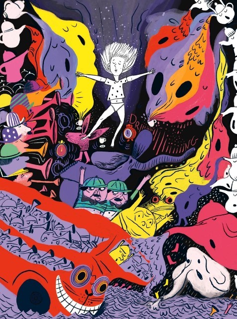 magali falling through a psychadelic beatlescape