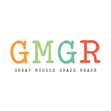 Great Middle Grade Reads logo.

[Image Description: Logo features typewriter style text "GMGR" in alternating colors of orange, light green, teal, and red. Beneaththe group's full name "Great Middle Grade Reads"  is displayed in black text.]