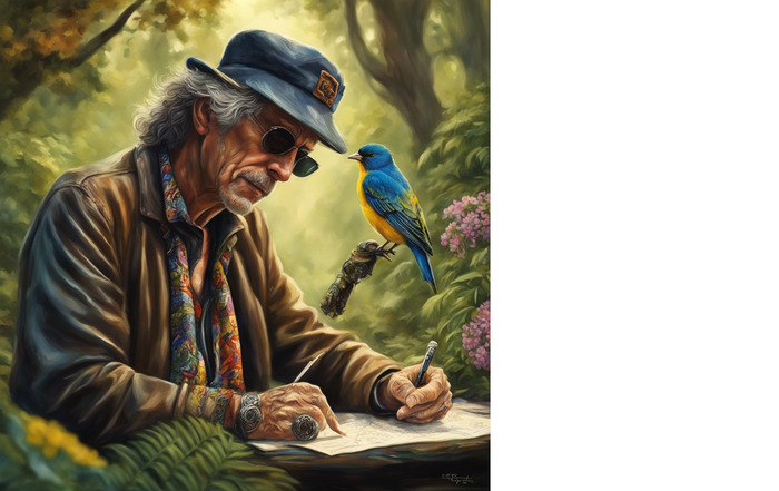Keith Richards (of the Rolling Stones) writing The Bird-While