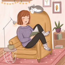 Melania  Con un libro y un café 