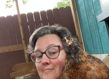 Amy Reading with Chickens